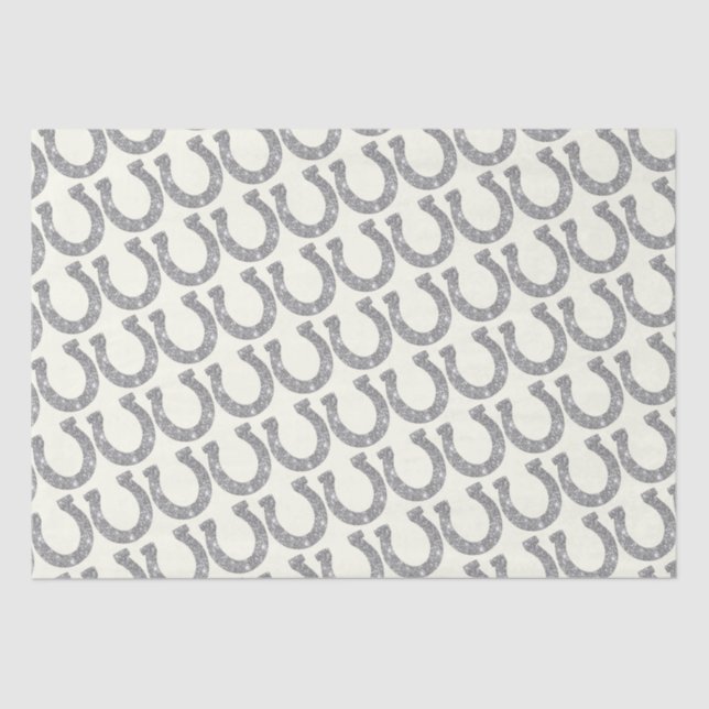 Papel De Seda Glitter de Prata de Ferradura Elegante (Frente )