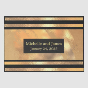 Papel De Seda Glitter Dourado Chic com metal escovado Monograma