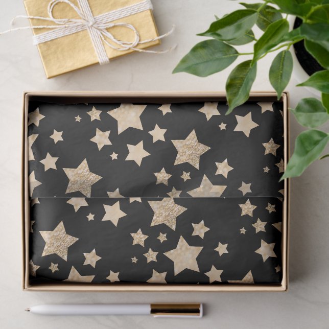 Papel De Seda Glitter dourado de champanhe brilha Estrelas (Presente)