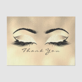 Papel De Seda Glitter Dourado Obrigado Lashes Olhos