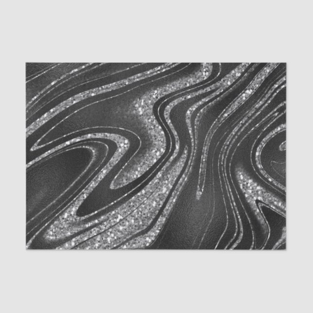 Papel De Seda Glitter Em Preto Shimmer (Frente )