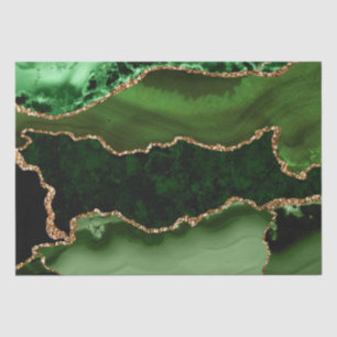 Papel De Seda Glitter Marble Agate verde e falso Dourado
