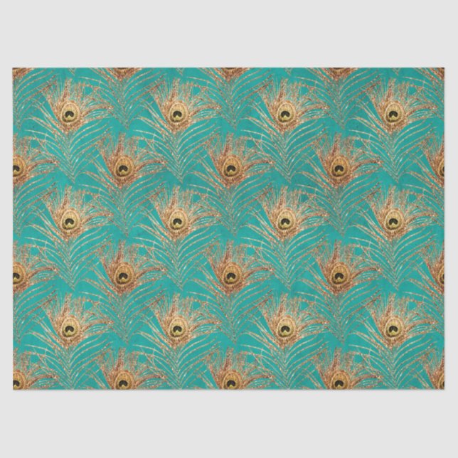 Papel De Seda Glitter Peacock Feather Series Design 2 (Frente )