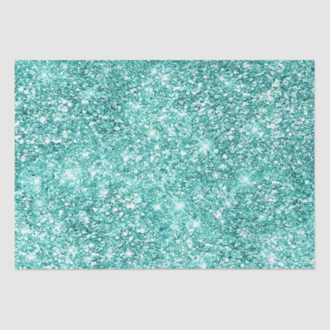 Papel De Seda Glitter Verde Mint (Frente )