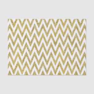 Papel De Seda Glittery Dourado and White Chevron Stripes