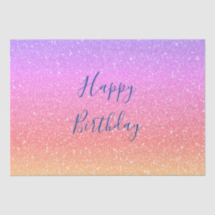Papel De Seda Glittery Rosa Roxo Ombre Colorido Feliz Aniversári