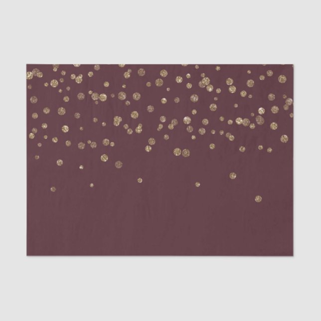 Papel De Seda Glitzy Dourado Glam Burgundy Pontos (Frente )