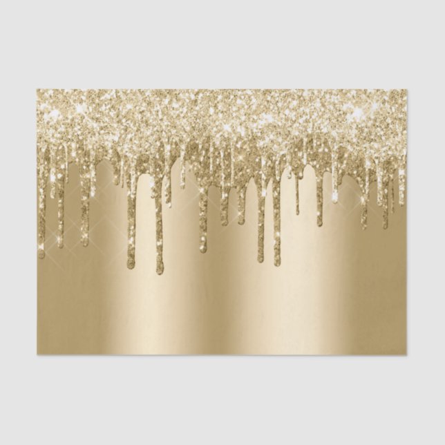 Papel De Seda Glitzy Dourado Sparkle Glitter Drives Aniversário (Frente )