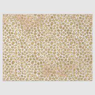 Papel De Seda Glitzy Glam Dourada Blush Gliter Impressão Leopard