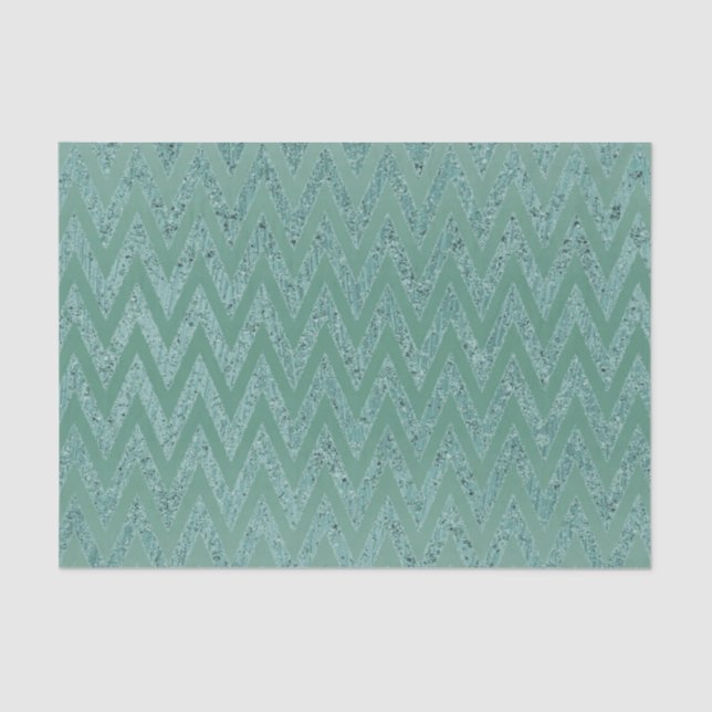 Papel De Seda Glitzy Green Chevron Strips Natal (Frente )