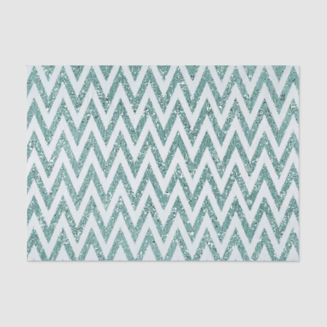 Papel De Seda Glitzy Green White Chevron Strips Natal (Frente )