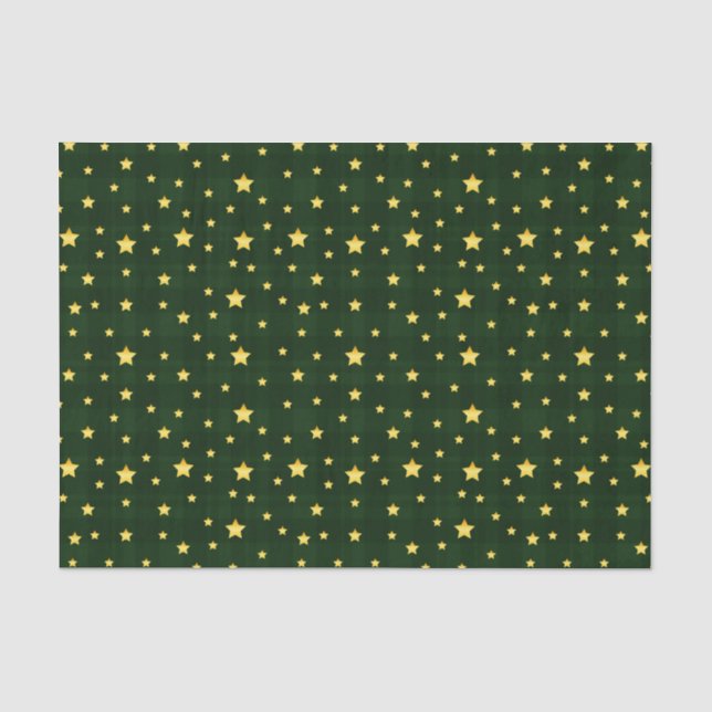 Papel De Seda Glória Dourada Stars Tartan (Frente )