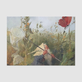 Papel De Seda "Gnome Catching Butterflies" por Heinrich Schlitt