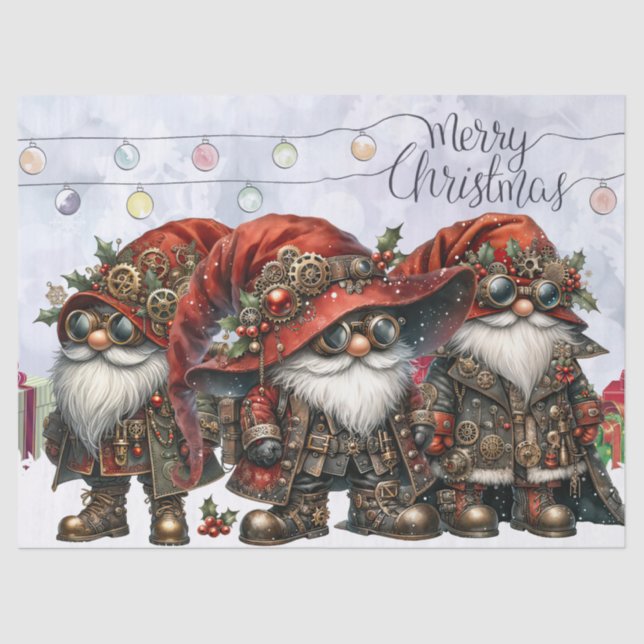 Papel De Seda Gnome Steampunk Winter Christmas (Frente )