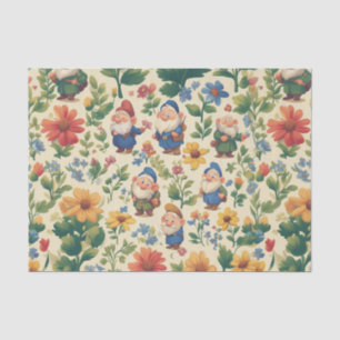 Papel De Seda Gnomo a floresce design