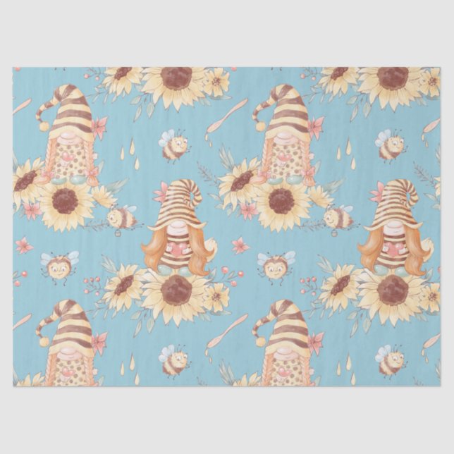 Papel De Seda Gnomos, Abelhas e Girassóis (Frente )