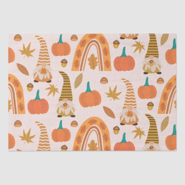 Papel De Seda Gnomos de Ação de Graças com Arco-Íris e AutumnLea (Frente )