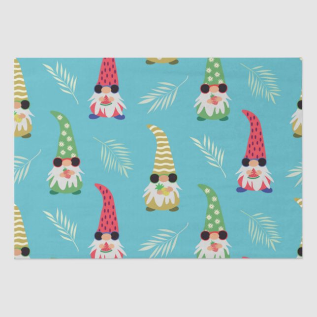 Papel De Seda Gnomos de Verão bonitos com padrão de fruta (Frente )