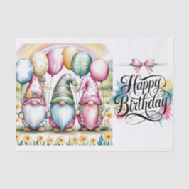 Papel De Seda Gnomos páscoas em Watercolor Feliz Aniversário