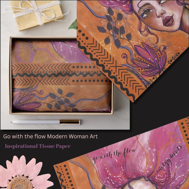 Papel De Seda Go with the flow Modern Woman Art Inspirational  (Go with the flow Modern Woman Art Inspirational Tissue Paper)