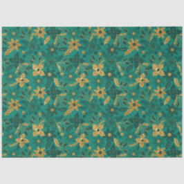 Papel De Seda Gold and Green Christmas Poinsettia Flowers