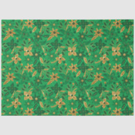 Papel De Seda Gold and Green Christmas Poinsettia Flowers