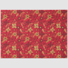 Papel De Seda Gold and Red Christmas Poinsettia Flowers