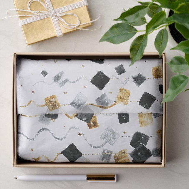 Papel De Seda Gold Black Glam Confetti Christmas (Presente)