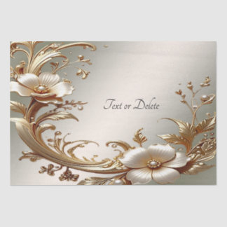 Papel De Seda Gold Floral Tissue Paper