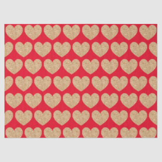 Papel De Seda Gold Hearts On Red Background