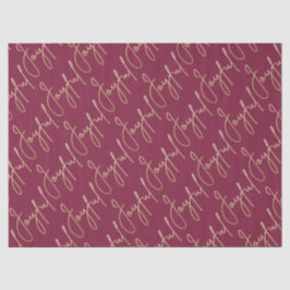 Papel De Seda Gold JOYFUL Script on Cranberry