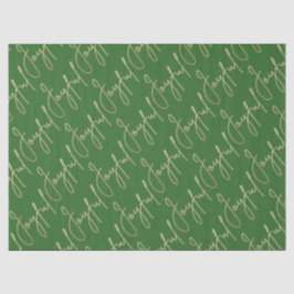 Papel De Seda Gold JOYFUL Script on Green