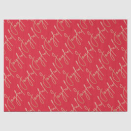 Papel De Seda Gold JOYFUL Script on Red