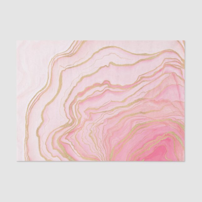 Papel De Seda Gold Pink Fluid Liquid Painting (Frente )
