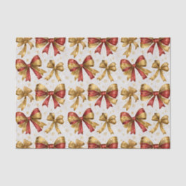 Papel De Seda Gold Red Bows Christmas