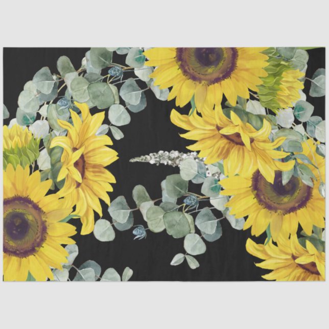 Papel De Seda Gold Sunflower Eucalpytus Greenery (Frente )