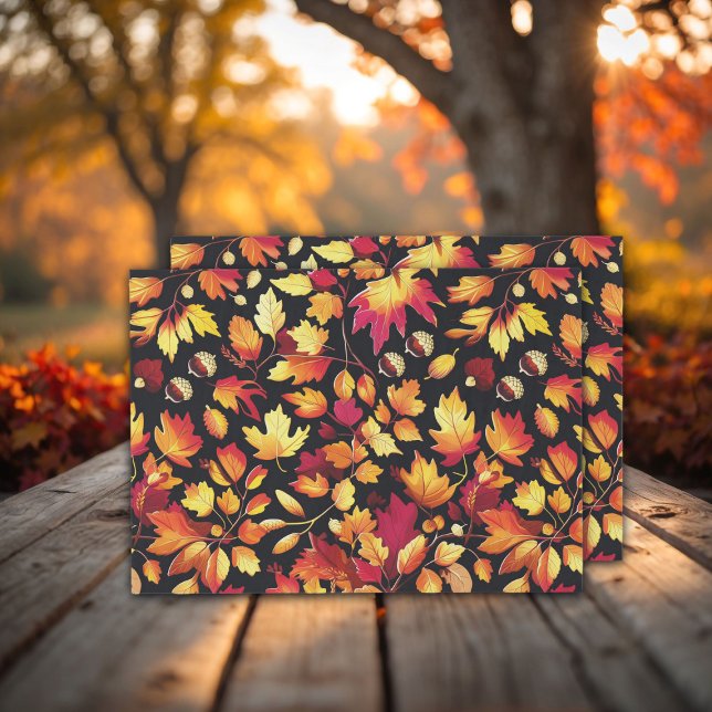 Papel De Seda Golden Autumn Leaves Fall Pattern Tissue Paper (Criador carregado)
