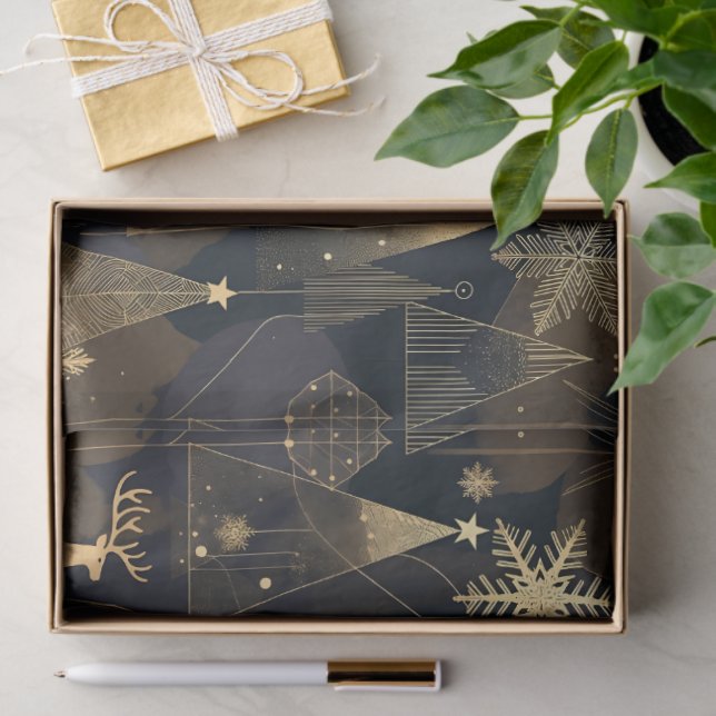 Papel De Seda Golden Noir Christmas Forest (Presente)