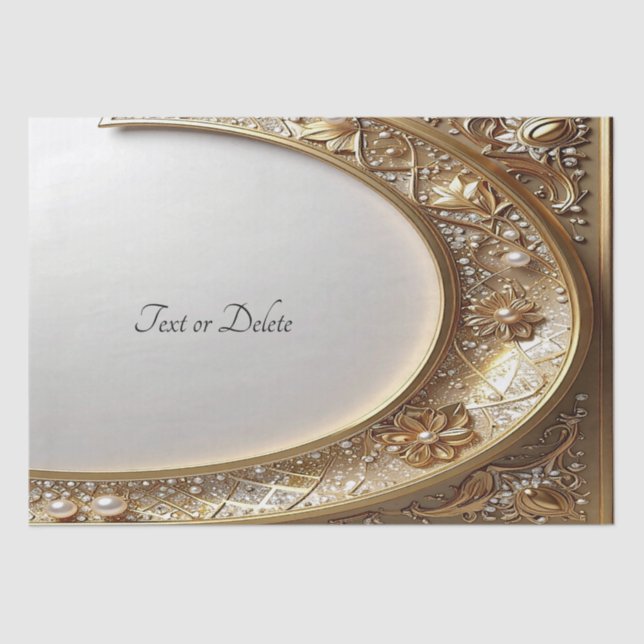 Papel De Seda Golden Ornate Frame Tissue Paper (Frente )