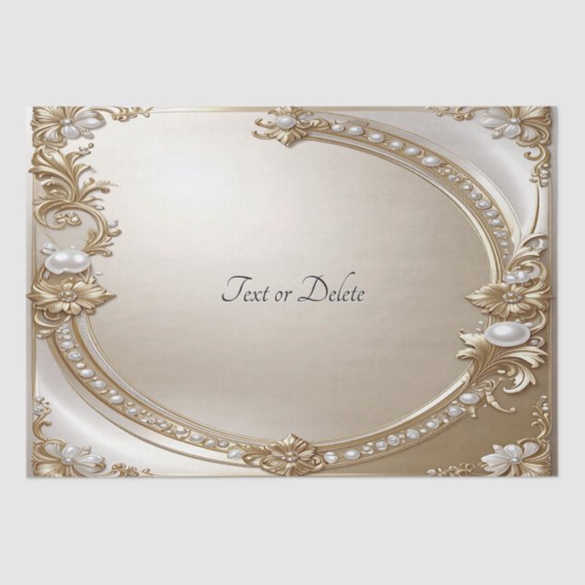 Papel De Seda Golden Ornate Frame with Pearls Tissue Paper (Frente )