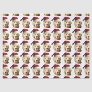 Papel De Seda Golden retriever Papai Noel