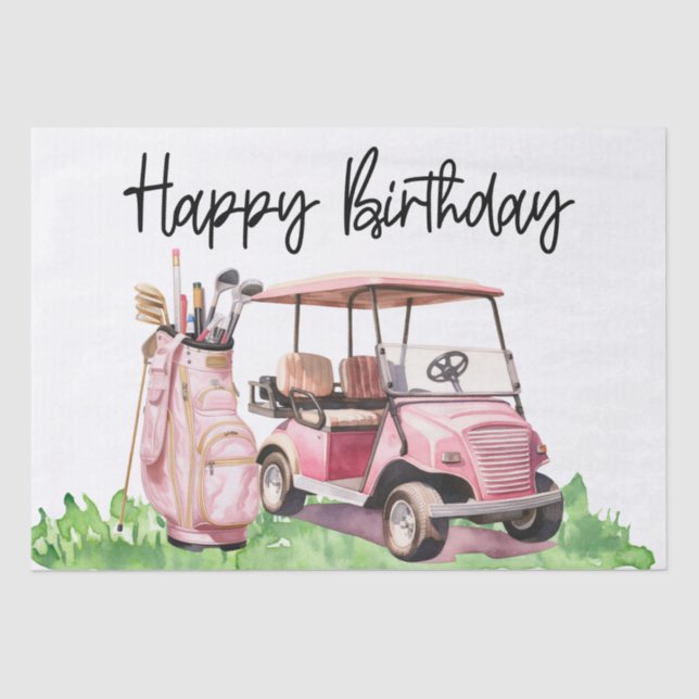Papel De Seda Golf Birthday com aquarela de golfe (Frente )