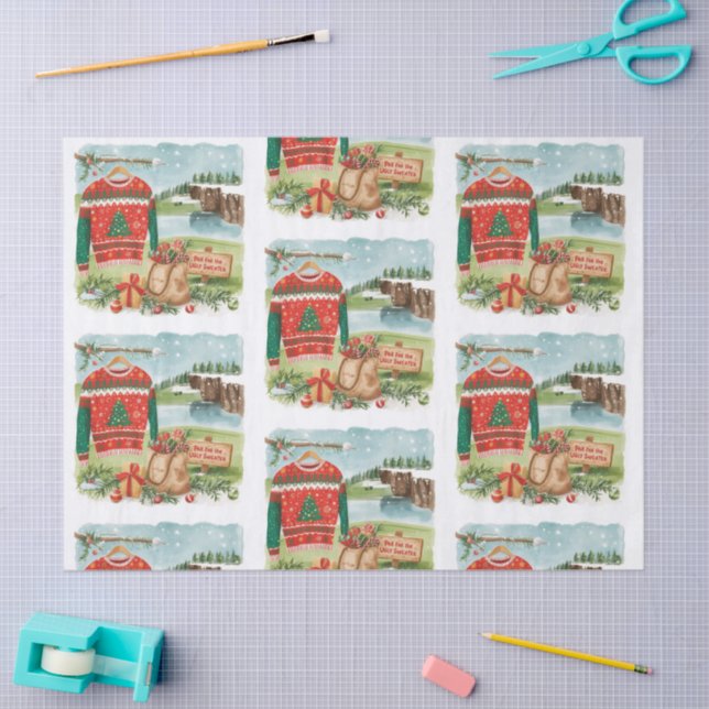 Papel De Seda Golf Ugly Sweater Christmas Party with Santa Claus (Arte )