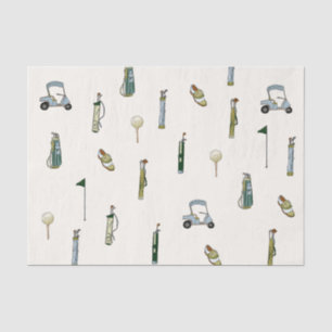 Papel De Seda Golf Watercolor Azul e Verde
