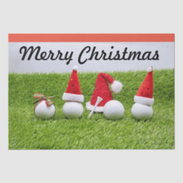 Papel De Seda Golfe Feliz Natal com bola de golfe Santa Hat