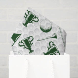 Papel De Seda Golfing Green White Golf Ball Clusters Trophy Flag