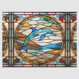 Papel De Seda Golfinho de Vidro Escondido Faux para Tis de Artes