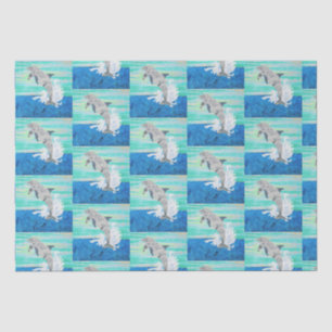 Papel De Seda Golfinho Pulando Oceano Desabrochando Vida Tropica