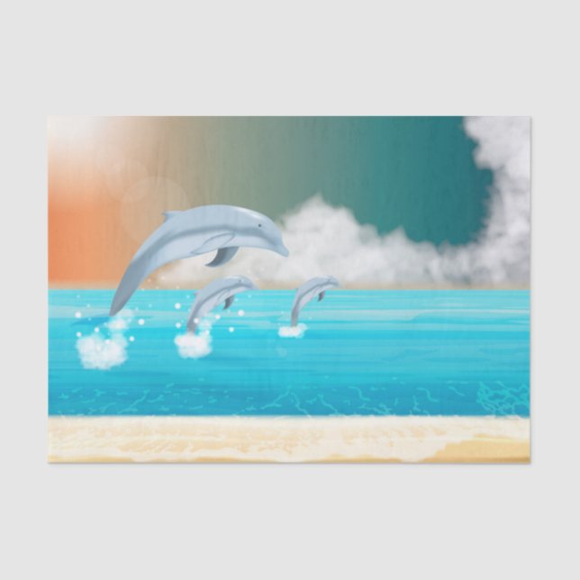Papel De Seda golfinho saltando no oceano (Frente )