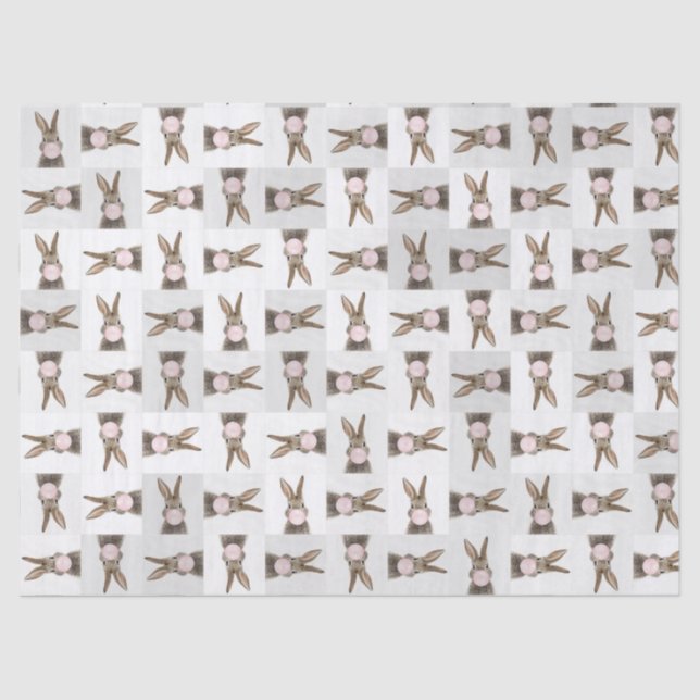 Papel De Seda Goma de bolhas rosa soprada no coelho (Frente )